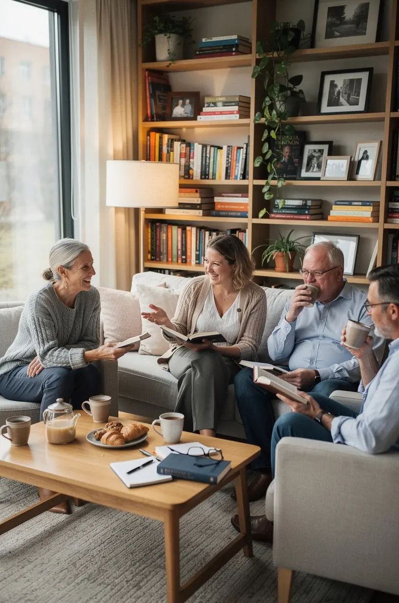 Group of adults engaging in a social club activity